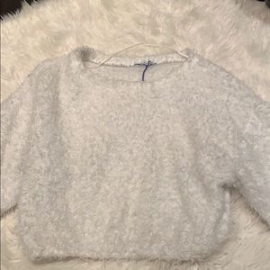 White fuzzy sweater Zara